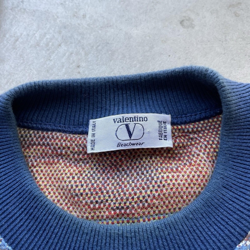 Vintage Valentino Beachwear Sweater Fish All Over Print 90s Knit Italy L XL - Picture 3 of 7